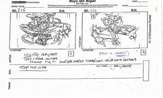 Maya and Miguel Opening TWO Production Animation Storyboard Copies PBS C-9-10