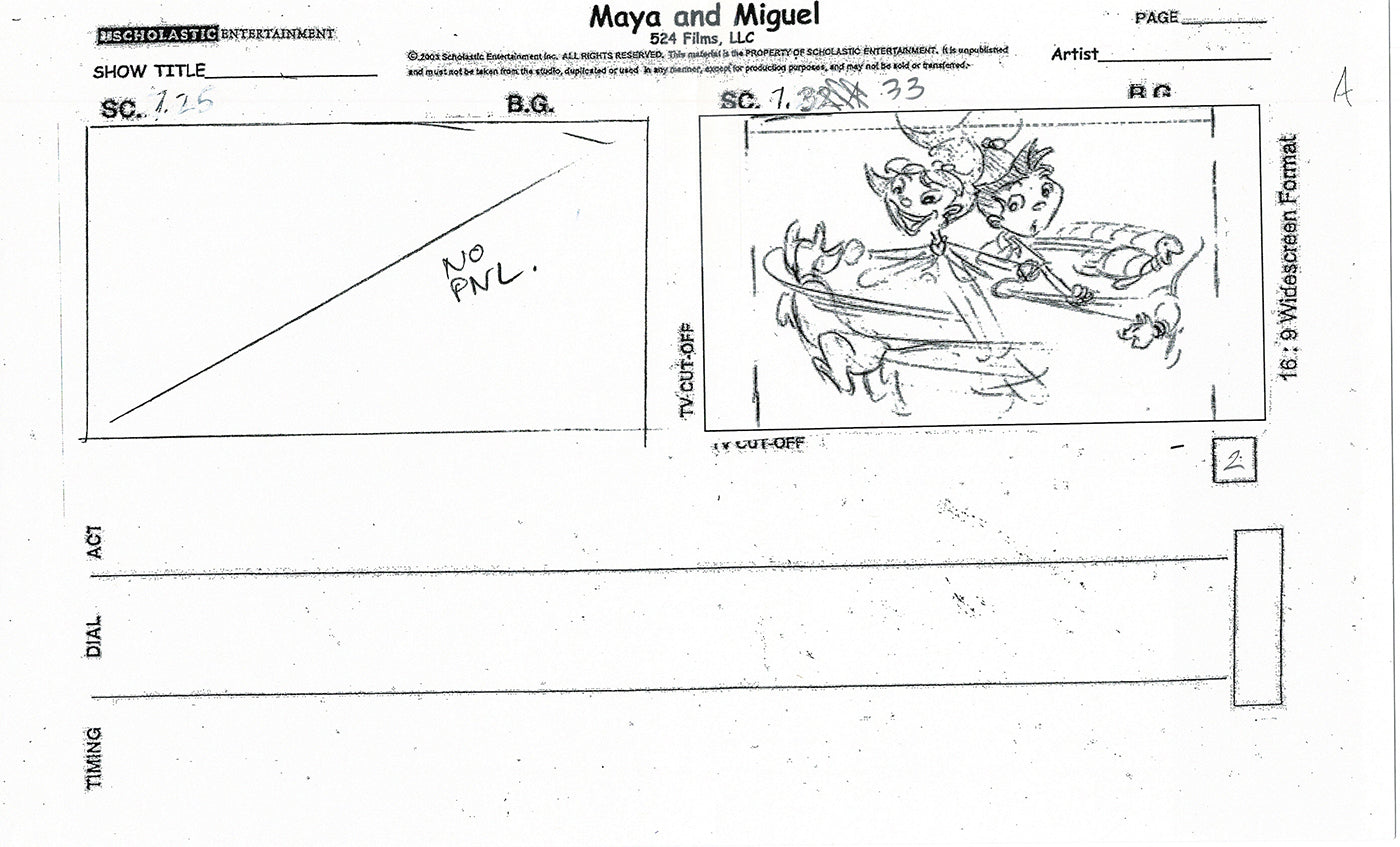 Maya and Miguel Opening TWO Production Animation Storyboard Copies PBS C-9-10