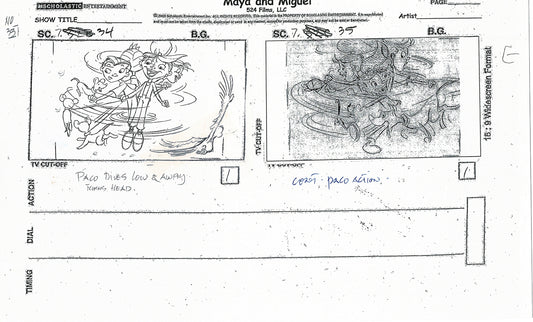 Maya and Miguel Opening TWO Production Animation Storyboard Copies PBS C-11-12