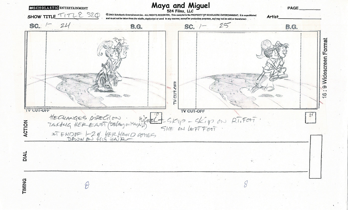 Maya and Miguel Opening TWO Production Animation Storyboard Copies PBS C-15-16