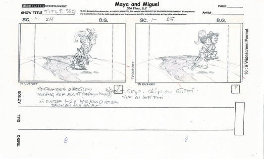 Maya and Miguel Opening TWO Production Animation Storyboard Copies PBS C-15-16