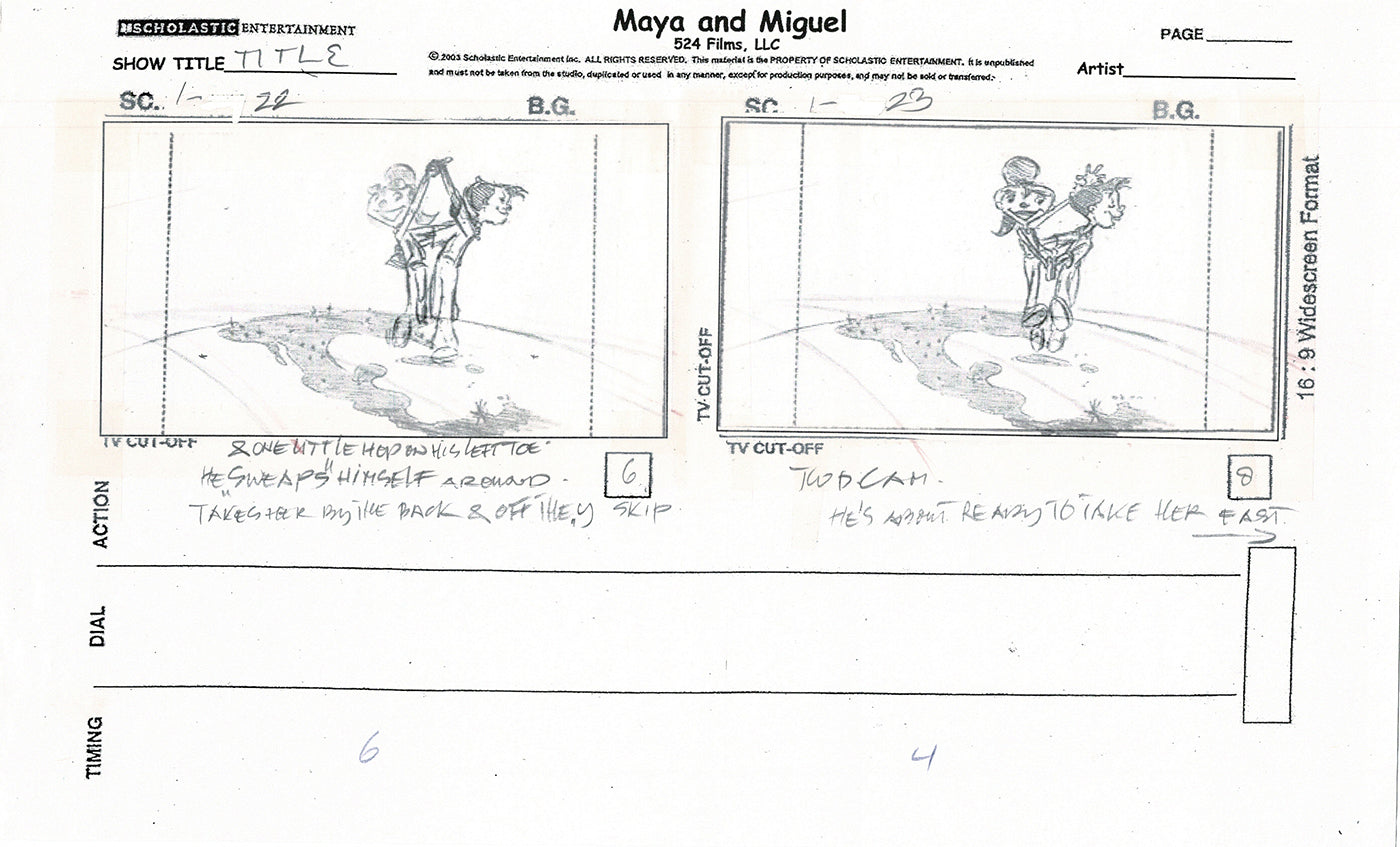 Maya and Miguel Opening TWO Production Animation Storyboard Copies PBS C-17-18