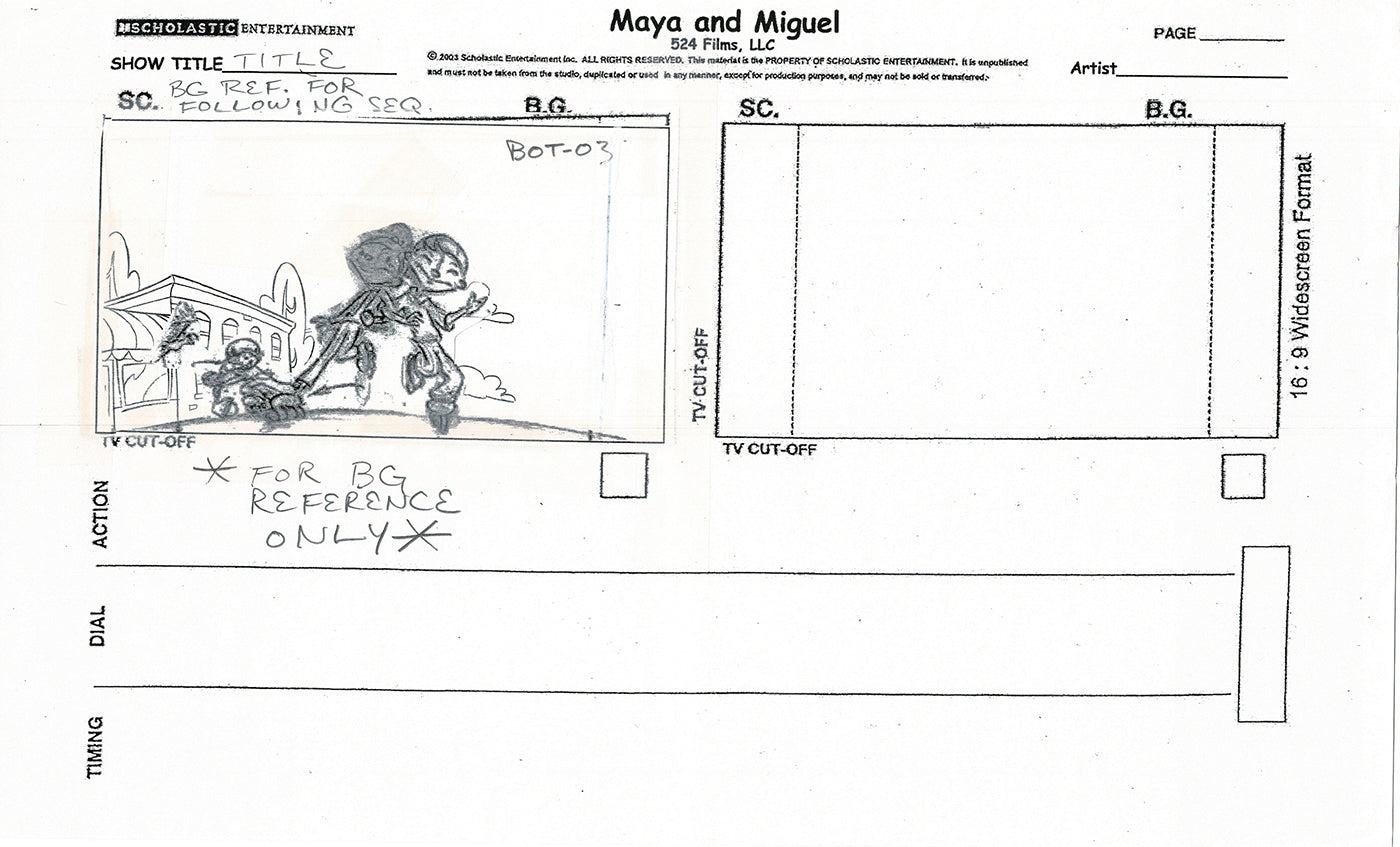 Maya and Miguel Opening TWO Production Animation Storyboard Copies PBS C-21-22