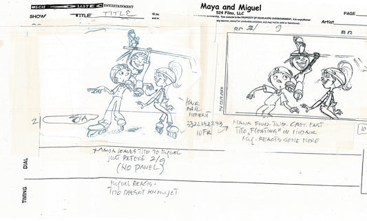 Maya and Miguel Opening TWO Production Animation Storyboard Copies PBS C-23-24