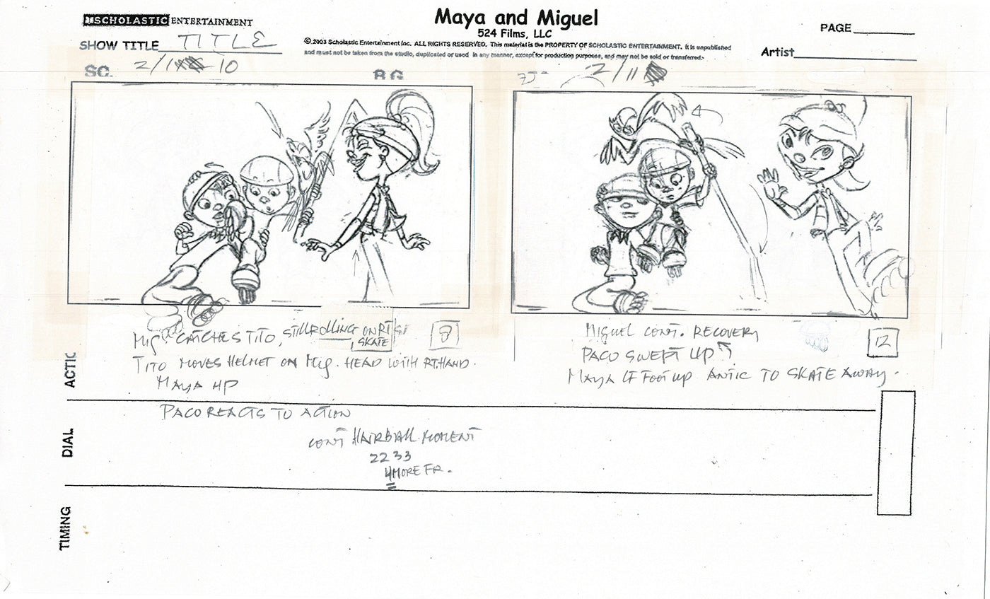 Maya and Miguel Opening TWO Production Animation Storyboard Copies PBS C-23-24