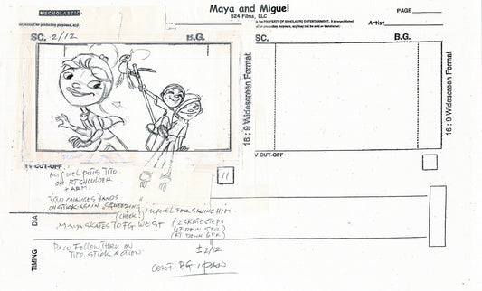 Maya and Miguel Opening TWO Production Animation Storyboard Copies PBS C-25-26