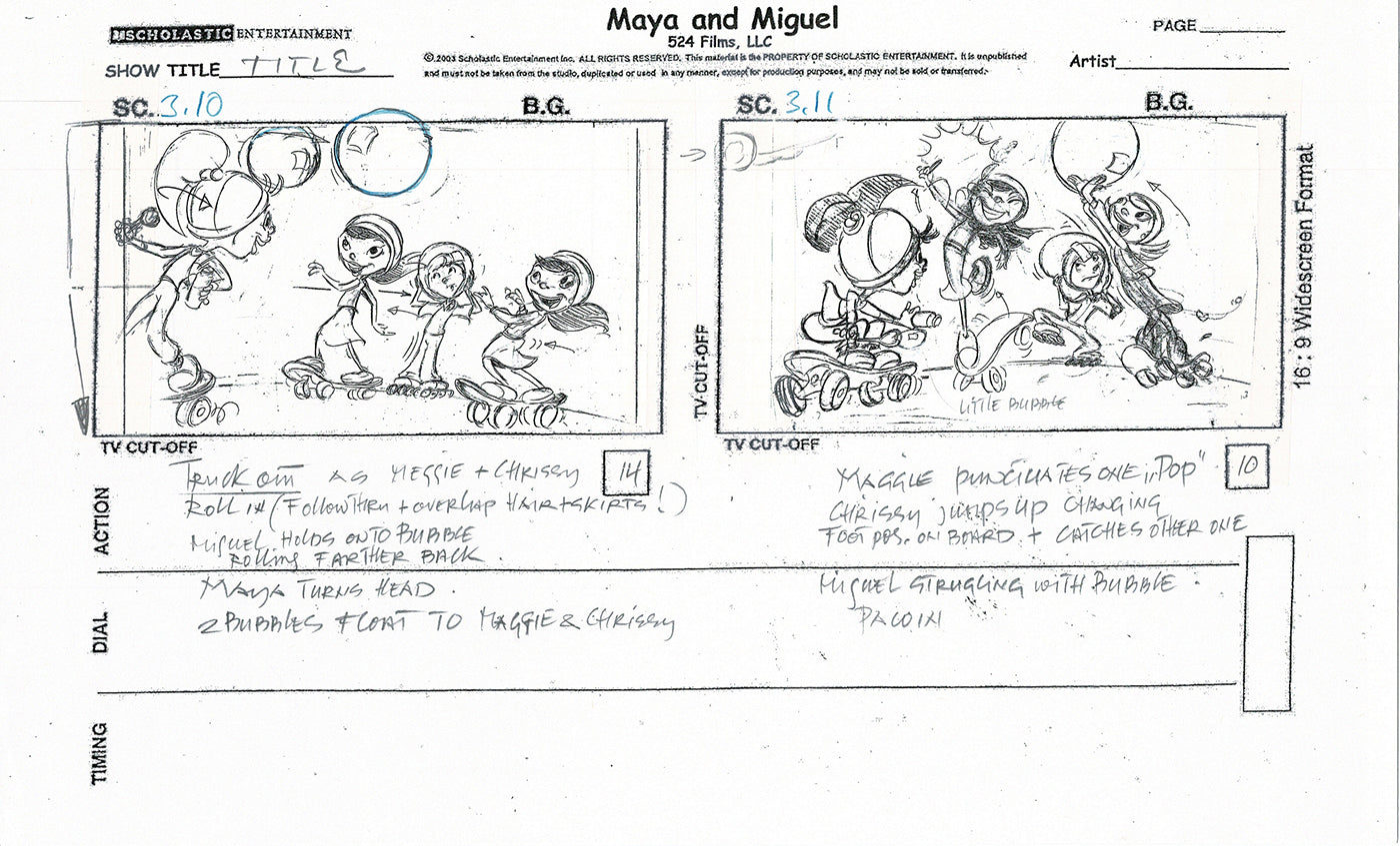 Maya and Miguel Opening TWO Production Animation Storyboard Copies PBS C-27-28
