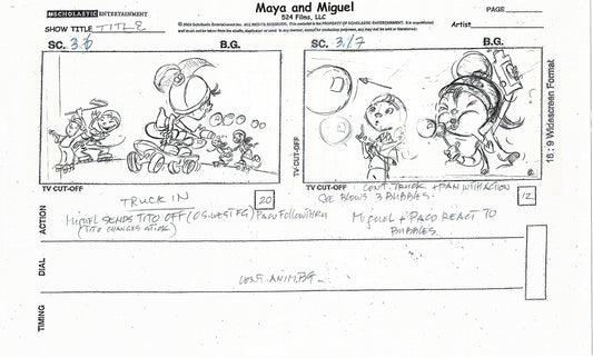 Maya and Miguel Opening TWO Production Animation Storyboard Copies PBS C-29-30
