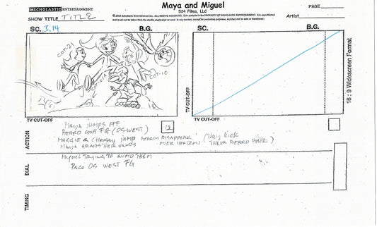 Maya and Miguel Opening TWO Production Animation Storyboard Copies PBS C-31-32