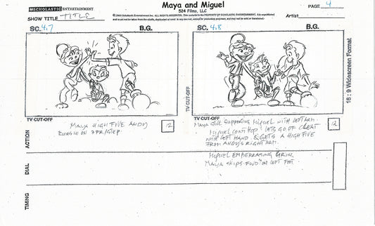 Maya and Miguel Opening TWO Production Animation Storyboard Copies PBS C-35-36