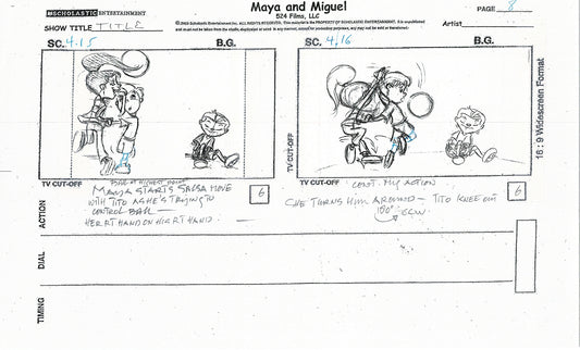 Maya and Miguel Opening TWO Production Animation Storyboard Copies PBS C-39-40