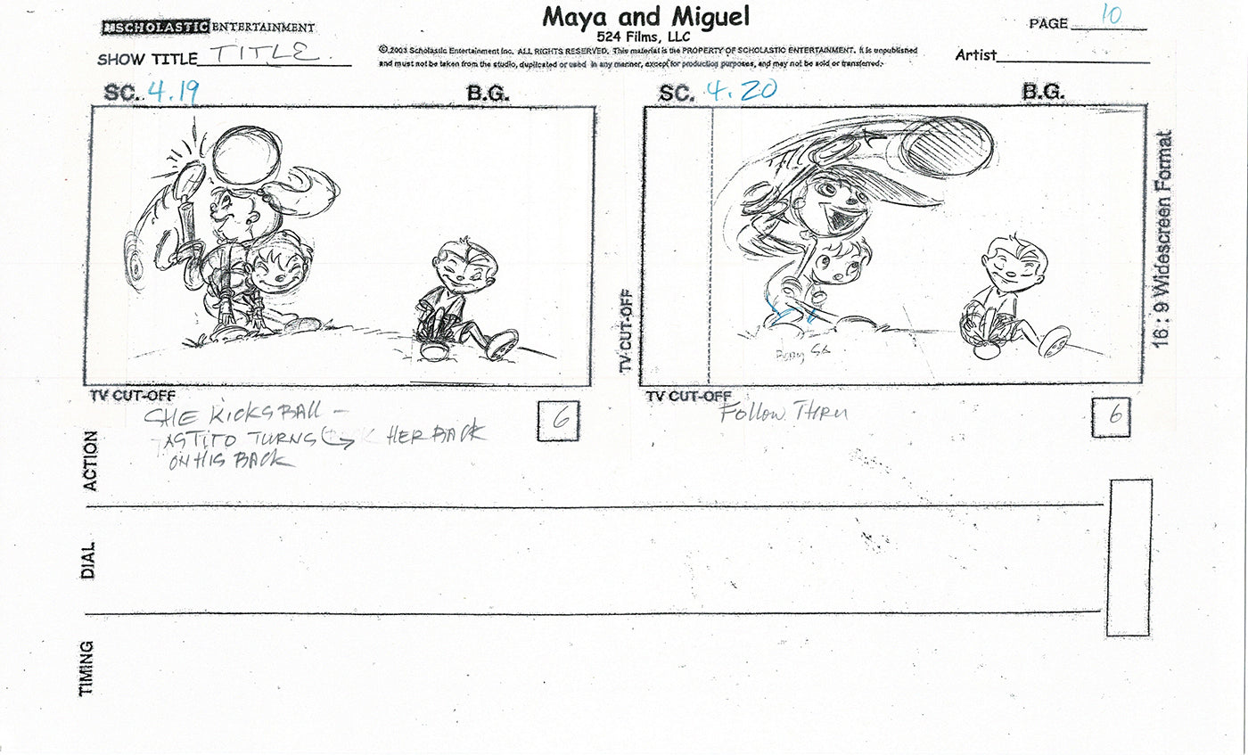 Maya and Miguel Opening TWO Production Animation Storyboard Copies PBS C-41-42
