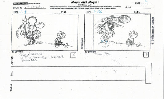 Maya and Miguel Opening TWO Production Animation Storyboard Copies PBS C-41-42