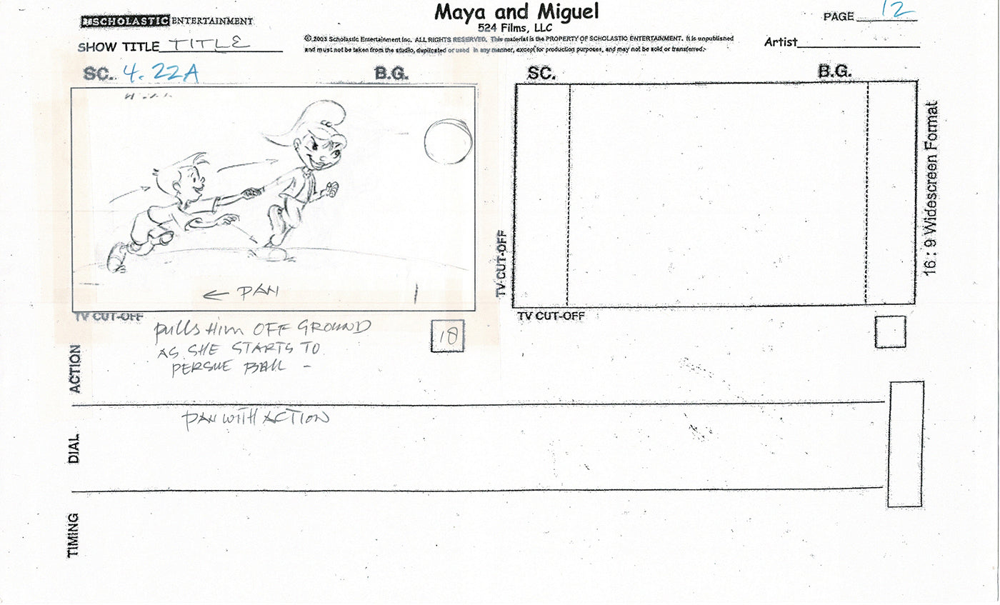 Maya and Miguel Opening TWO Production Animation Storyboard Copies PBS C-41-42