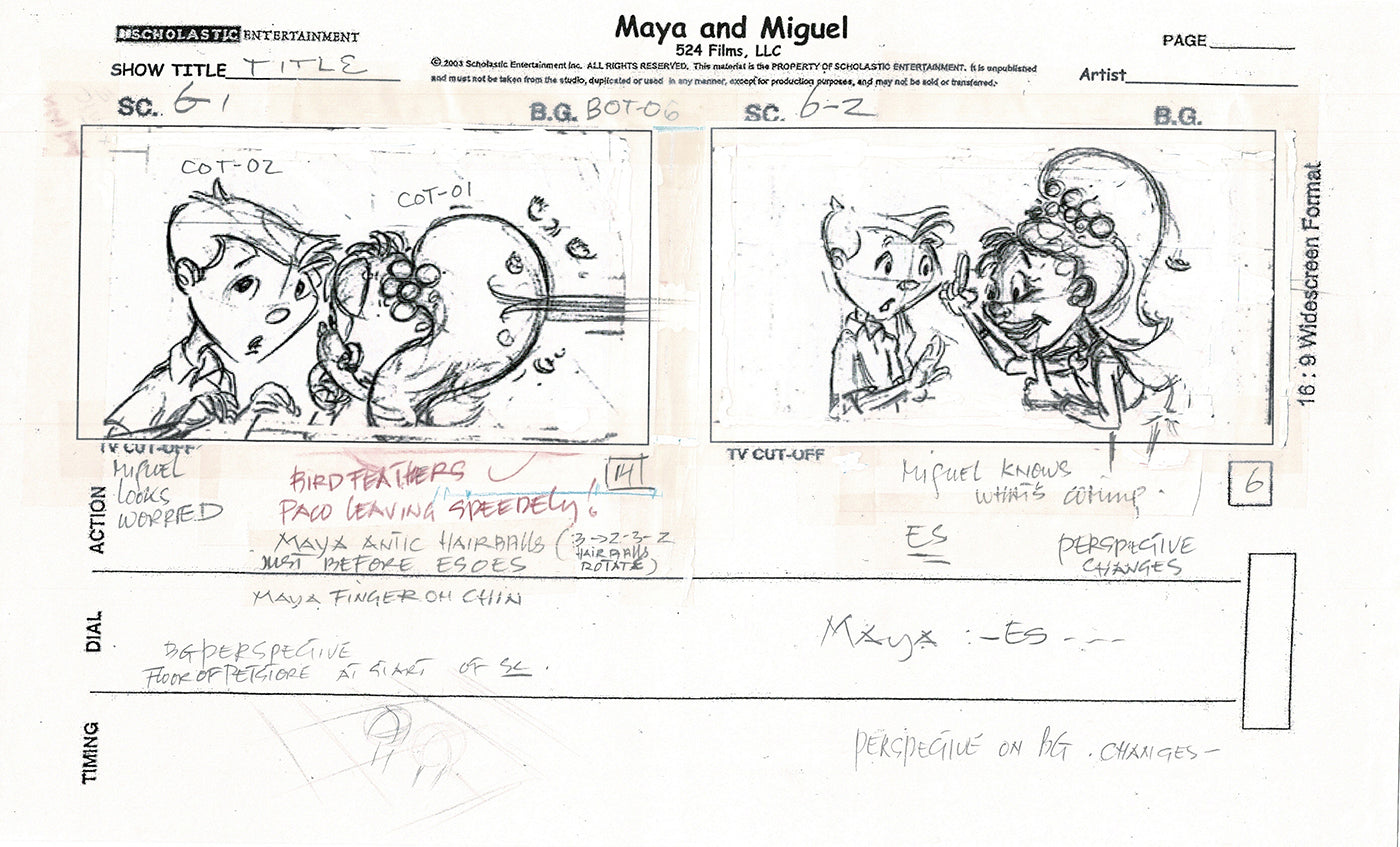 Maya and Miguel Opening TWO Production Animation Storyboard Copies PBS C-45-46