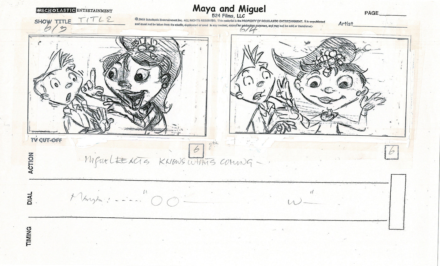 Maya and Miguel Opening TWO Production Animation Storyboard Copies PBS C-45-46