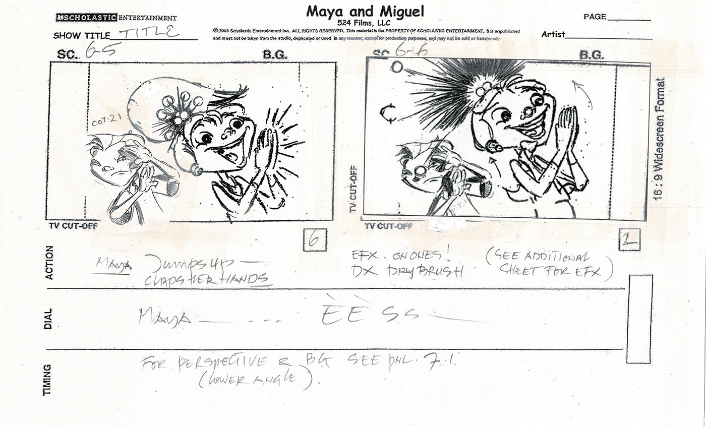 Maya and Miguel Opening TWO Production Animation Storyboard Copies PBS C-47-48