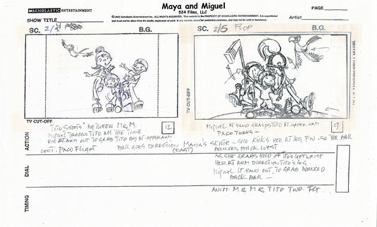 Maya and Miguel OPENING Hand-Drawn Production Animation Storyboard PBS D-3