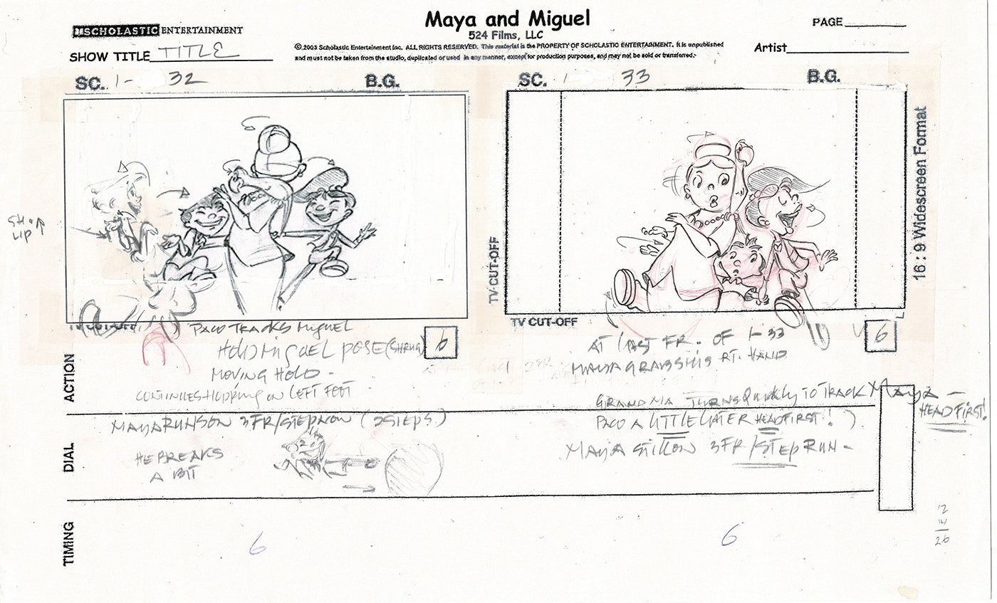 Maya and Miguel OPENING Hand-Drawn Production Animation Storyboard PBS D-4