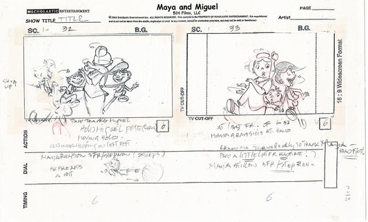 Maya and Miguel OPENING Hand-Drawn Production Animation Storyboard PBS D-4
