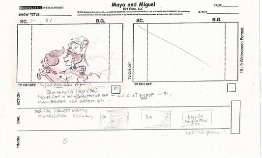 Maya and Miguel OPENING Hand-Drawn Production Animation Storyboard PBS D-5