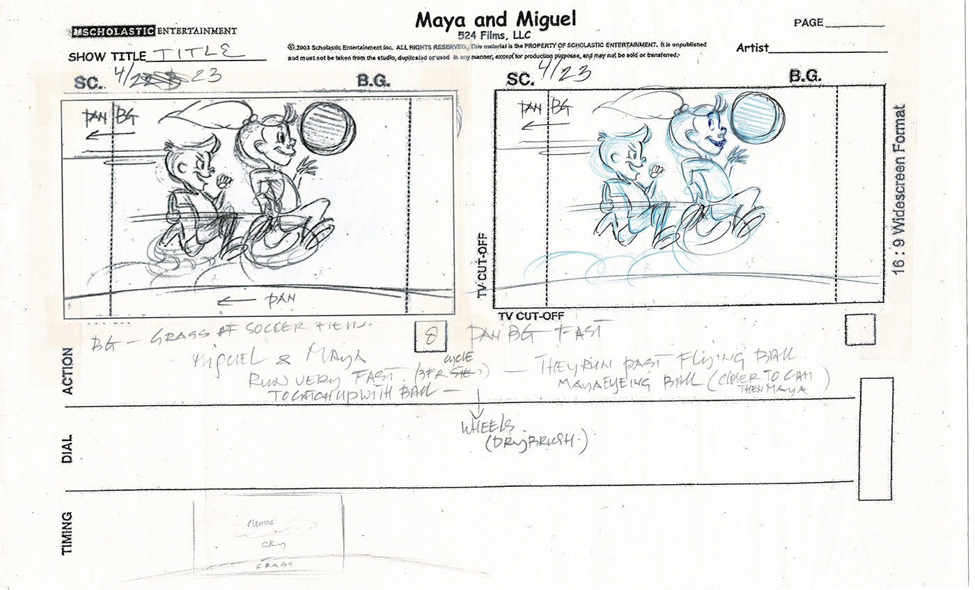 Maya and Miguel OPENING Hand-Drawn Production Animation Storyboard PBS D-7