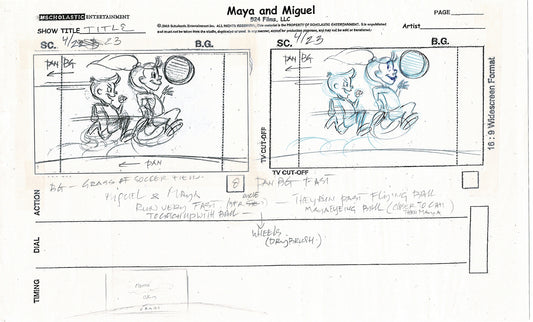 Maya and Miguel OPENING Hand-Drawn Production Animation Storyboard PBS D-7