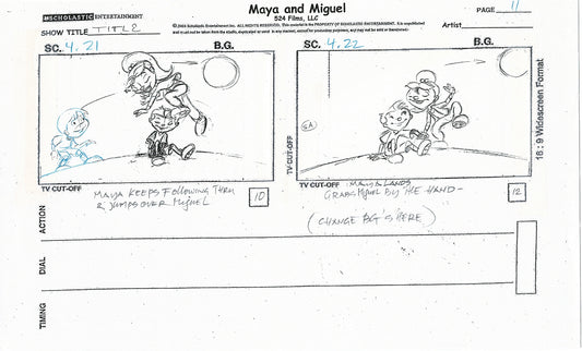 Maya and Miguel OPENING Hand-Drawn Production Animation Storyboard PBS D-8