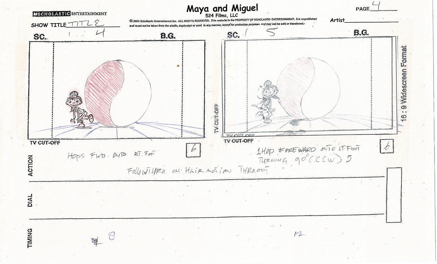 Maya and Miguel OPENING Hand-Drawn Production Animation Storyboard PBS D-9
