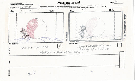 Maya and Miguel OPENING Hand-Drawn Production Animation Storyboard PBS D-9