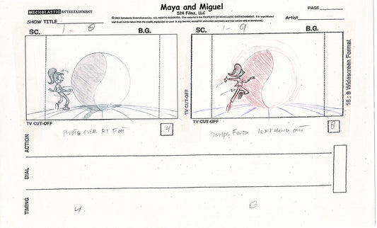 Maya and Miguel OPENING Hand-Drawn Production Animation Storyboard PBS D-10