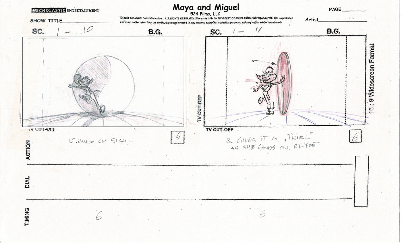 Maya and Miguel OPENING Hand-Drawn Production Animation Storyboard PBS D-12
