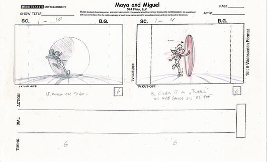 Maya and Miguel OPENING Hand-Drawn Production Animation Storyboard PBS D-12