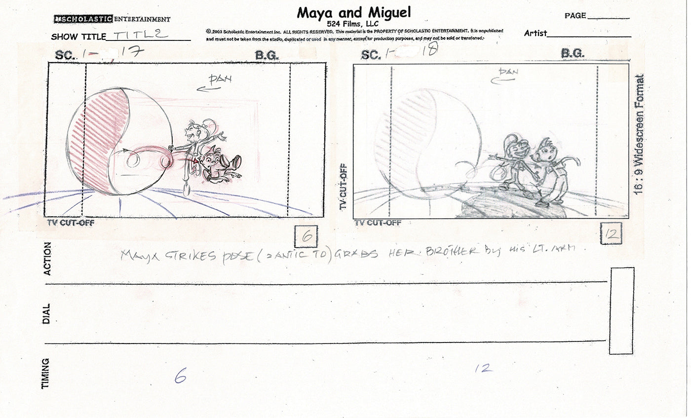 Maya and Miguel OPENING Hand-Drawn Production Animation Storyboard PBS D-14