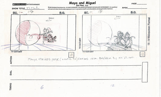 Maya and Miguel OPENING Hand-Drawn Production Animation Storyboard PBS D-14