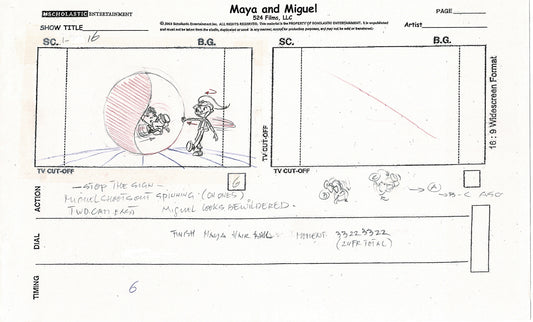 Maya and Miguel OPENING Hand-Drawn Production Animation Storyboard PBS D-15