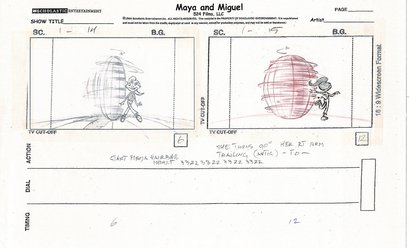 Maya and Miguel OPENING Hand-Drawn Production Animation Storyboard PBS D-16