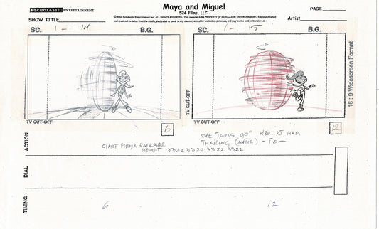 Maya and Miguel OPENING Hand-Drawn Production Animation Storyboard PBS D-16