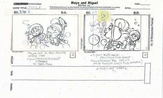 Maya and Miguel OPENING Hand-Drawn Production Animation Storyboard PBS D-18