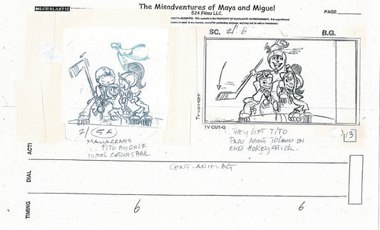 Maya and Miguel OPENING Hand-Drawn Production Animation Storyboard PBS D-19