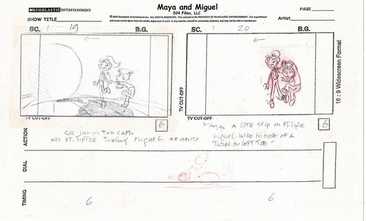Maya and Miguel OPENING Hand-Drawn Production Animation Storyboard PBS D-20