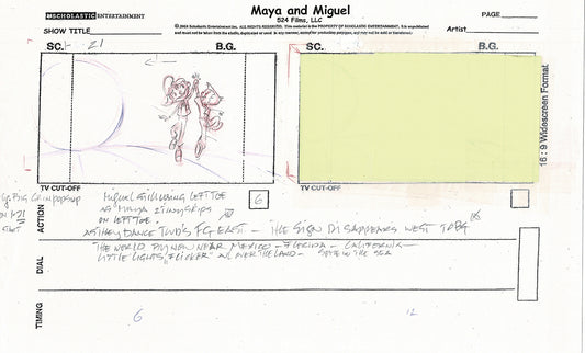 Maya and Miguel OPENING Hand-Drawn Production Animation Storyboard PBS D-21