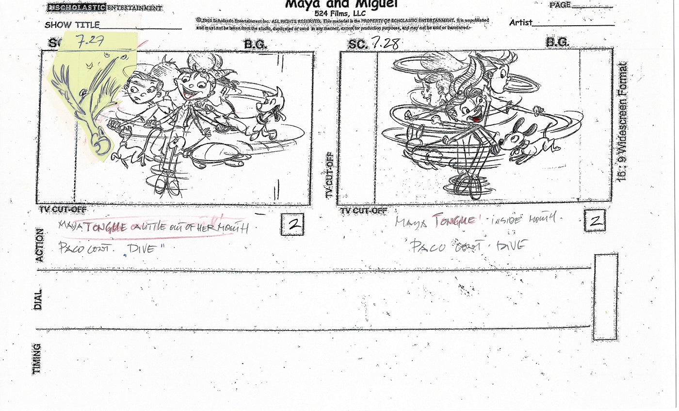 Maya and Miguel OPENING Hand-Drawn Production Animation Storyboard PBS D-22
