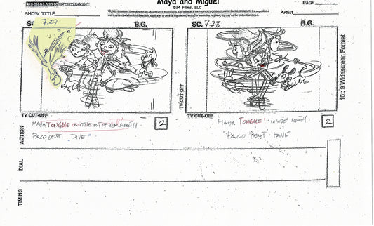 Maya and Miguel OPENING Hand-Drawn Production Animation Storyboard PBS D-22