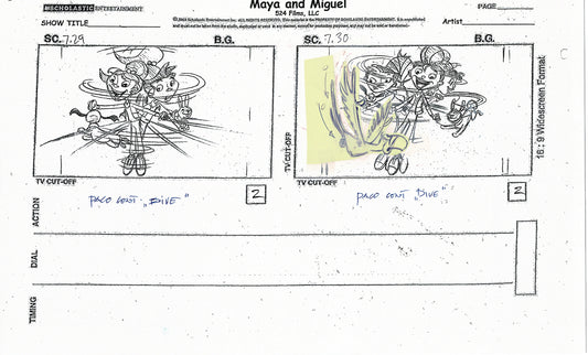 Maya and Miguel OPENING Hand-Drawn Production Animation Storyboard PBS D-23