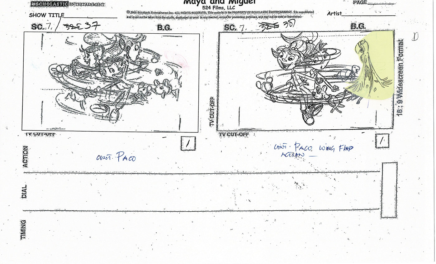 Maya and Miguel OPENING Hand-Drawn Production Animation Storyboard PBS D-25