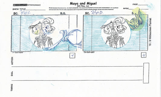 Maya and Miguel OPENING Hand-Drawn Production Animation Storyboard PBS D-27