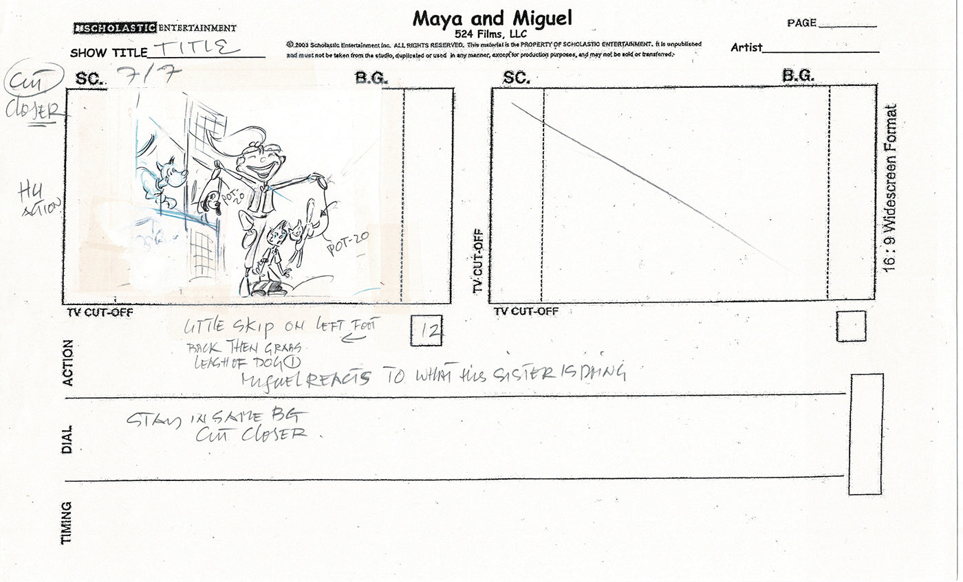 Maya and Miguel OPENING Hand-Drawn Production Animation Storyboard PBS D-29