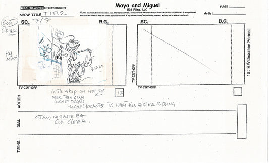 Maya and Miguel OPENING Hand-Drawn Production Animation Storyboard PBS D-29