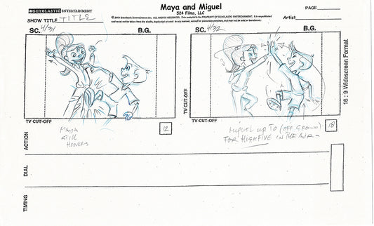 Maya and Miguel OPENING Hand-Drawn Production Animation Storyboard PBS D-31